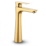 Automatic High Washbasin Mixer Brass, Gold Color