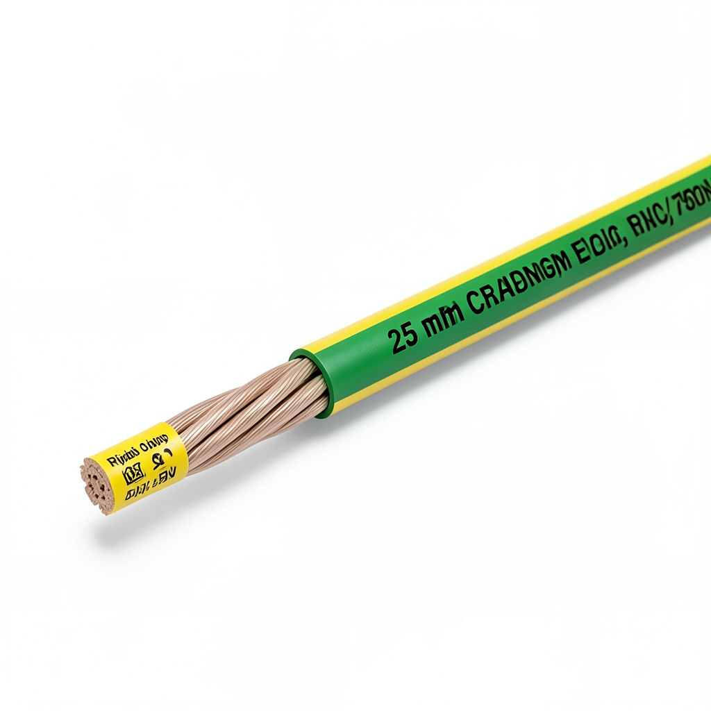 25 mm Stranded Copper Earthing Electric Wire 450/750V PVC Insulated Green/Yellow | Riyadh Cables Group