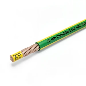 لفة سلك كهرباء تأريض نحاس مجدول 25 mm 450/750 فولت عزل PVC أخضر/أصفر | مجموعة كابلات الرياض