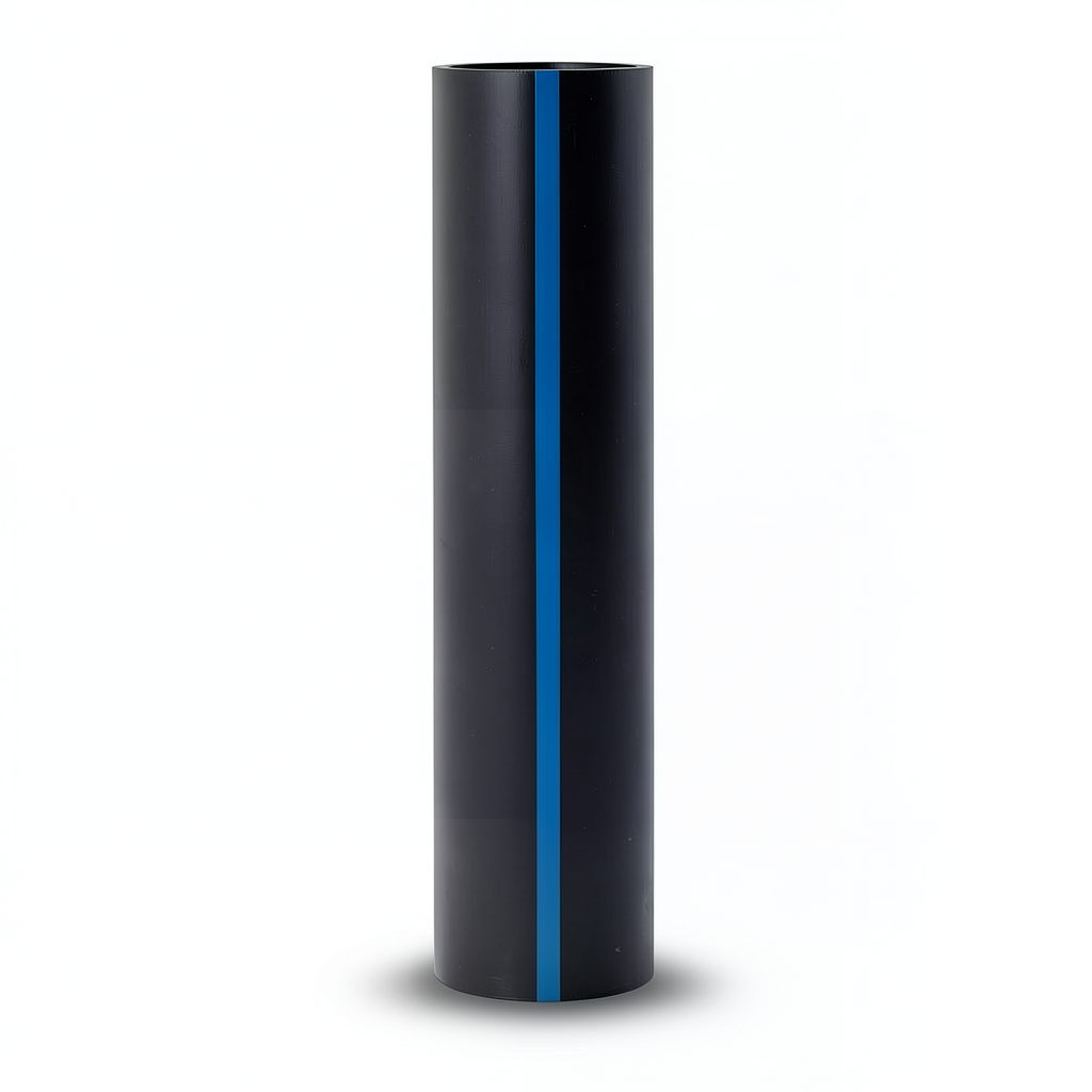 HDPE Plastic Pipe Pressure 6.3 Bar PE 100, 400 mm OD, 15.3 mm Thickness, Black