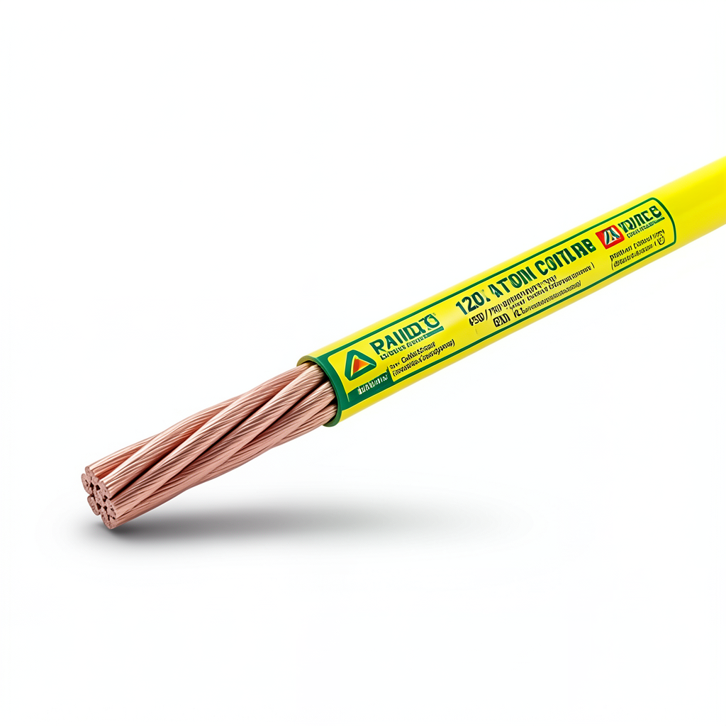 سلك تأريض نحاس مجدول 120 mm2 450/750 فولت معزول PVC أصفر/أخضر | مجموعة كابلات الرياض