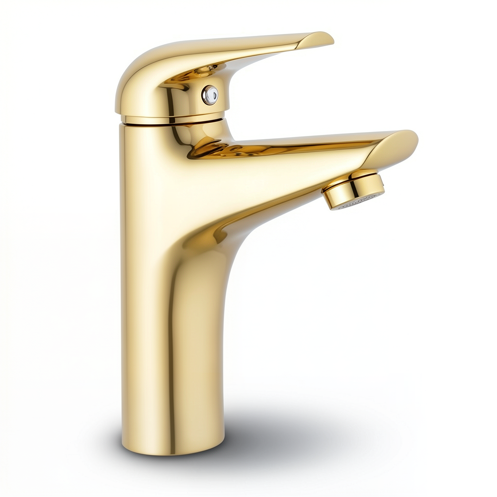 Automatic Short Chinese Golden Washbasin Mixer, Brass, Gold Color