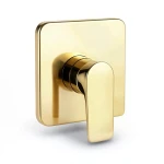 Concealed Shower Mixer Handle Single Line Gold Color Square Shape