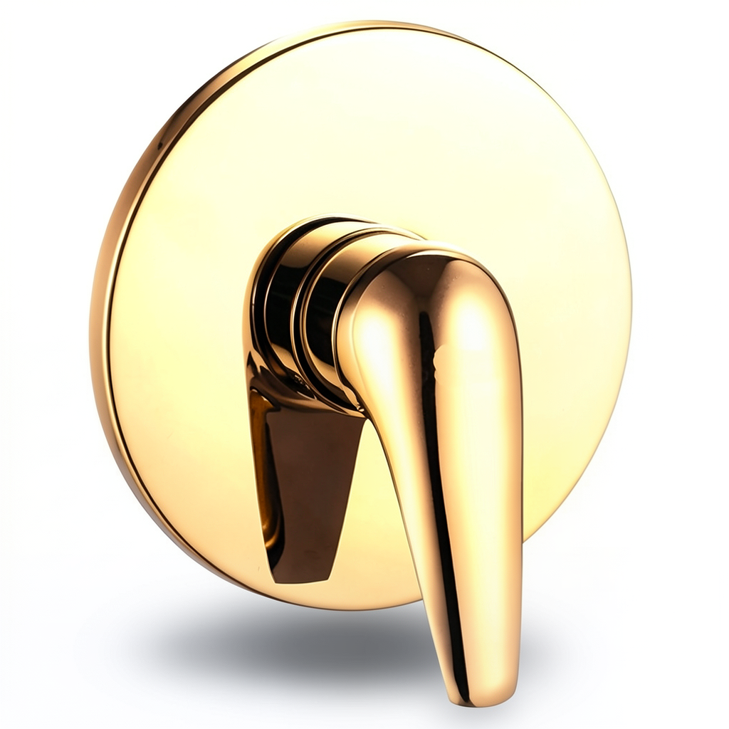 Concealed Shower Mixer Handle Gold Color Single Line Round Shape