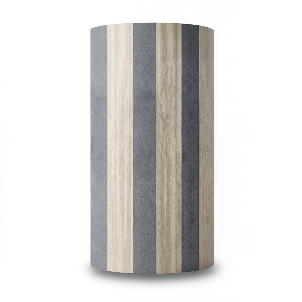 Italian Wallpaper Striped Design 10m x 1.06m, Gray with Beige
