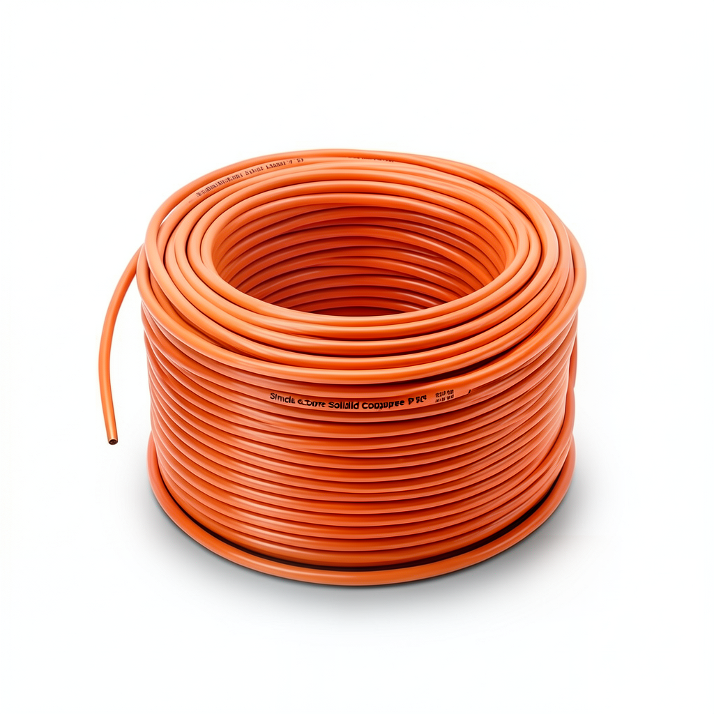 سلك نحاس مصمت احادى النواة معزول PVC 70º 1 مم² 300/500 فولت 300 قدم برتقالي | شركة الفنار
