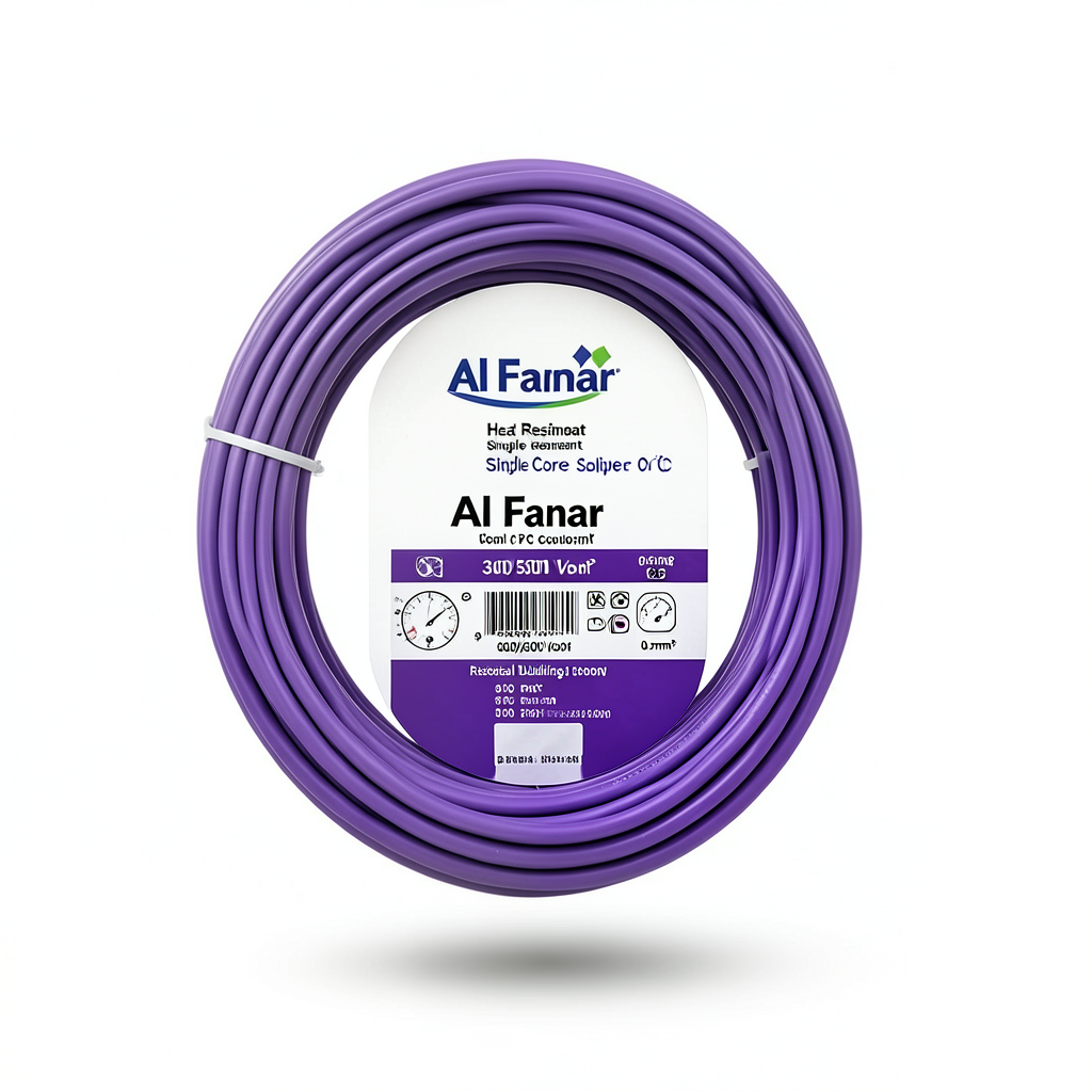 سلك نحاس مصمت مقاوم للحراره احادى النواة معزول PVC 90º 0.5 مم² 300/500 فولت 300 قدم بنفسجي | شركة الفنار