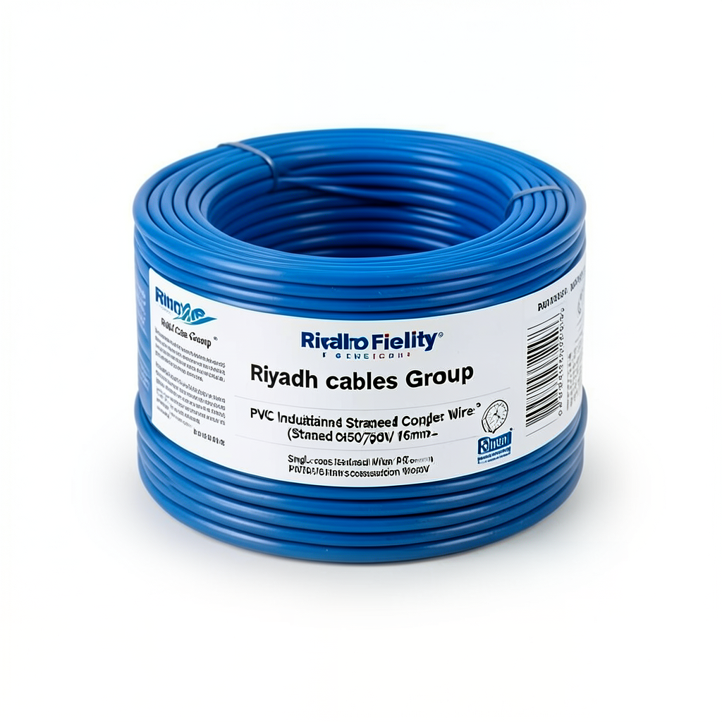 سلك مفرد نحاس مجدول عزل PVC مساحة 16mm2، 450/750 فولت، أزرق | مجموعة كابلات الرياض