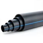 HDPE Polyethylene Pipe PN 12.5 Bar PE 100 Outside Diameter 450 mm SDR 11 Black with Blue Stripes