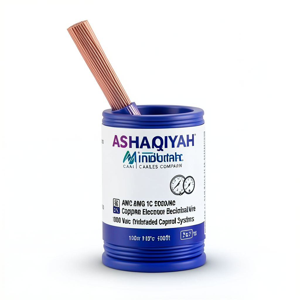 سلك كهرباء مفرد 8 AWG نحاس مجدول 1000 فولت، عزل PVC +105°C أزرق، طول 500 قدم | شركة كابلات الشرقية للصناعة