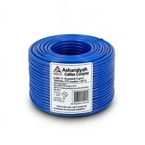 لفة سلك مفرد 6 AWG نحاس مجدول معزول PVC (+105°C) أزرق، 1000 فولت، طول 500 قدم | شركة كابلات الشرقية للصناعة