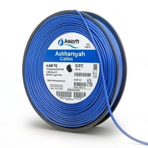 سلك كهرباء مفرد 4 AWG نحاس مجدول 1000 فولت، معزول PVC +105°C أزرق، طول 500 قدم | شركة كابلات الشرقية للصناعة