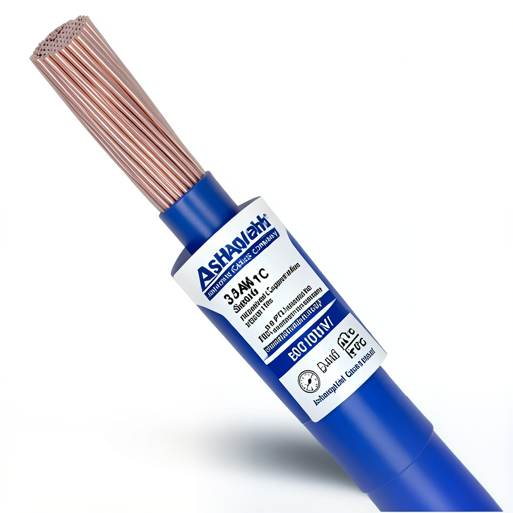 سلك مفرد 3 AWG نحاس مجدول كهربائي، 1000 فولت، عزل PVC +105°C أزرق، طول 500 قدم | شركة كابلات الشرقية للصناعة