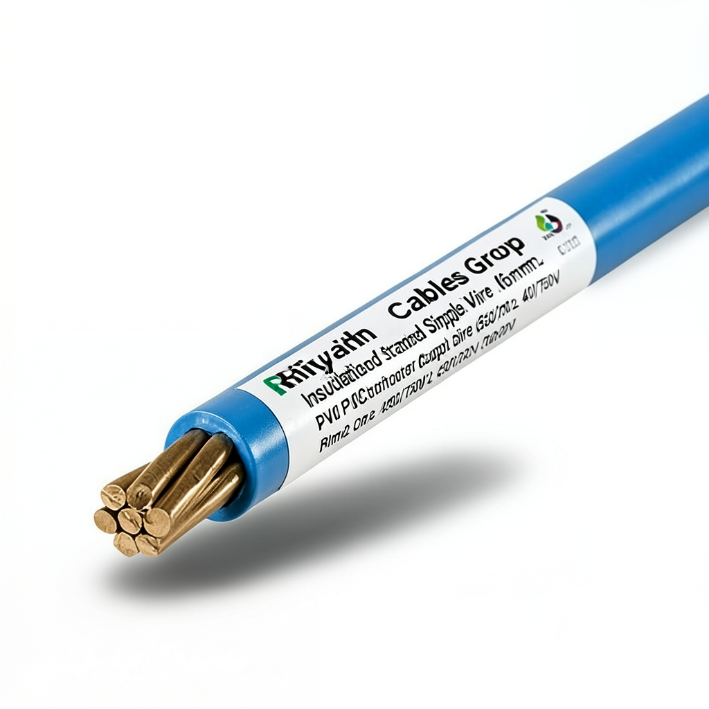 سلك مفرد نحاس مجدول معزول PVC مساحة 6 ملم 450/750 فولت أزرق | مجموعة كابلات الرياض