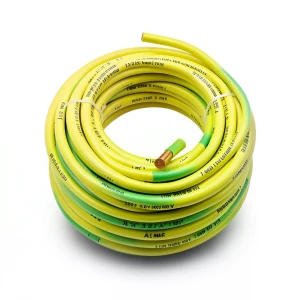 سلك نحاس مصمت احادى النواة معزول PVC 70º مقاس 1 مم² 300/500 فولت طول 300 قدم اصفر مع الاخضر | شركة الفنار
