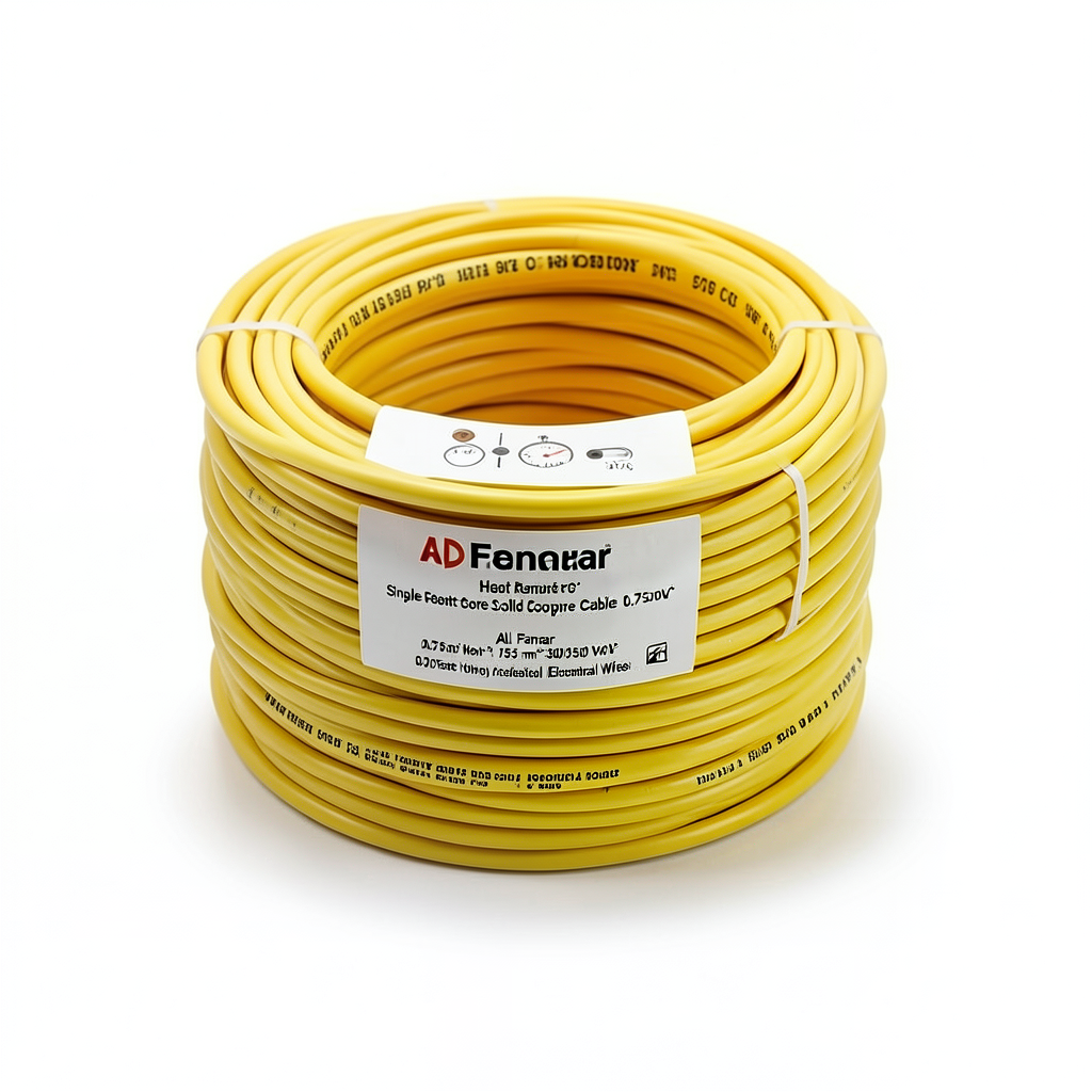 Heat Resistant Single Core Solid Copper Cable PVC 90 ºC Insulation 0.75 mm² 300/500 Volt 300 Feet Yellow | Al Fanar