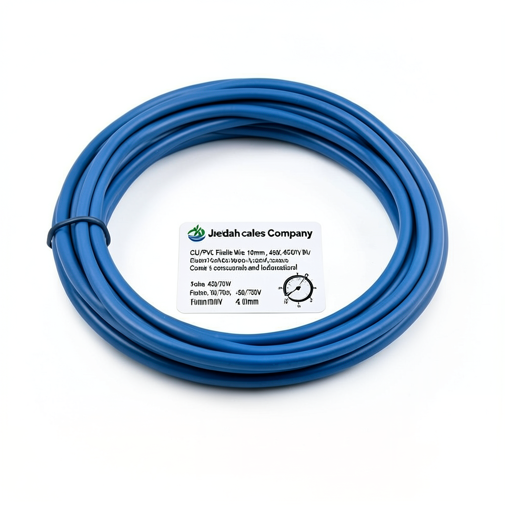سلك نحاس شعر CU/PVC مقاس 10mm، 450/750 فولت، أزرق | شركة كابلات جدة