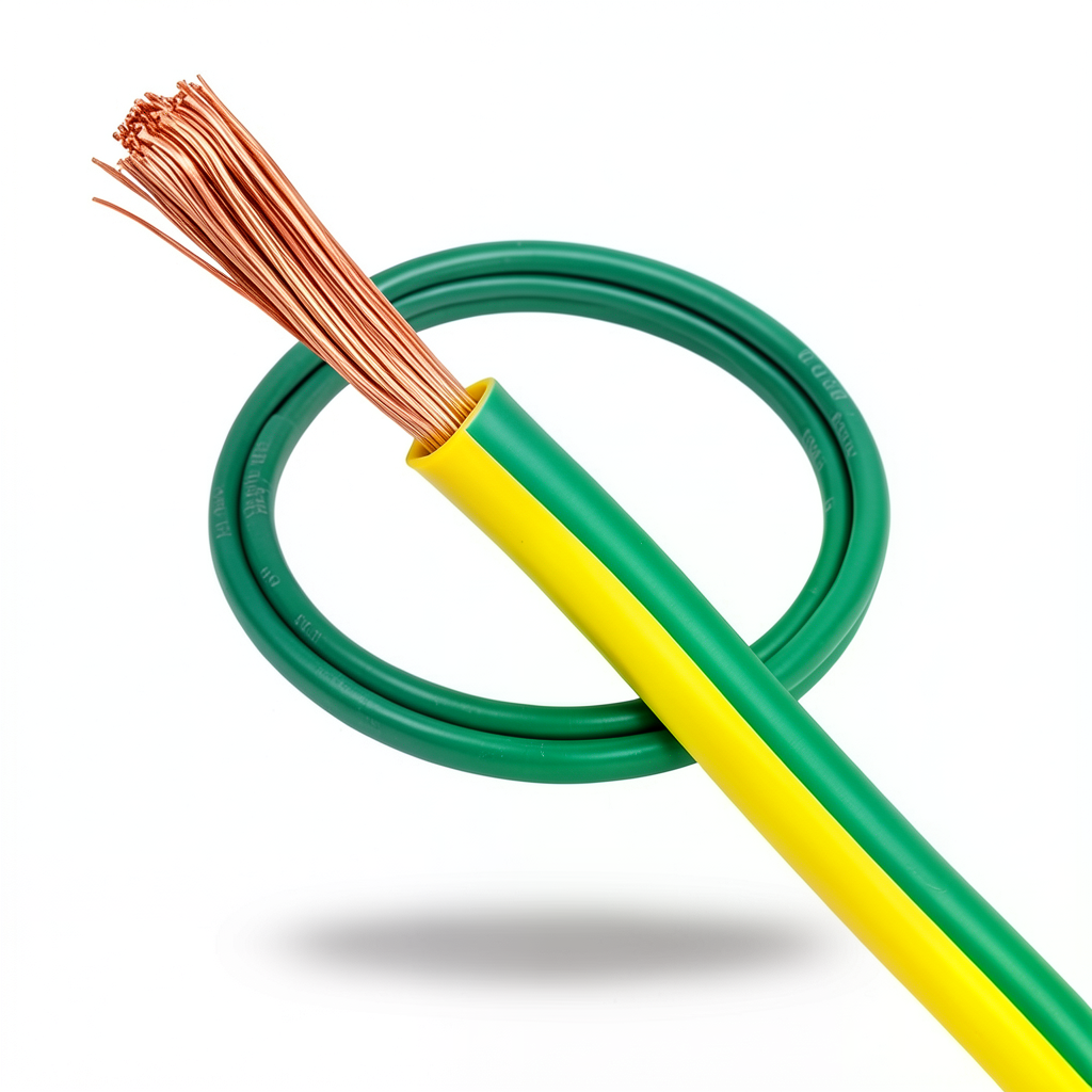 سلك تأريض نحاس شعر CU/PVC مقاس 1.5mm 450/750 فولت أخضر/أصفر