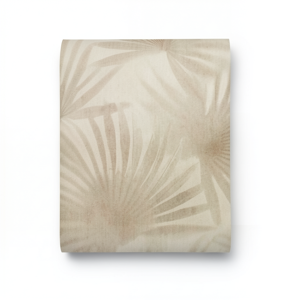 Italian Wallpaper Leaf-Patterned Design 10mx1.06m Beige Color