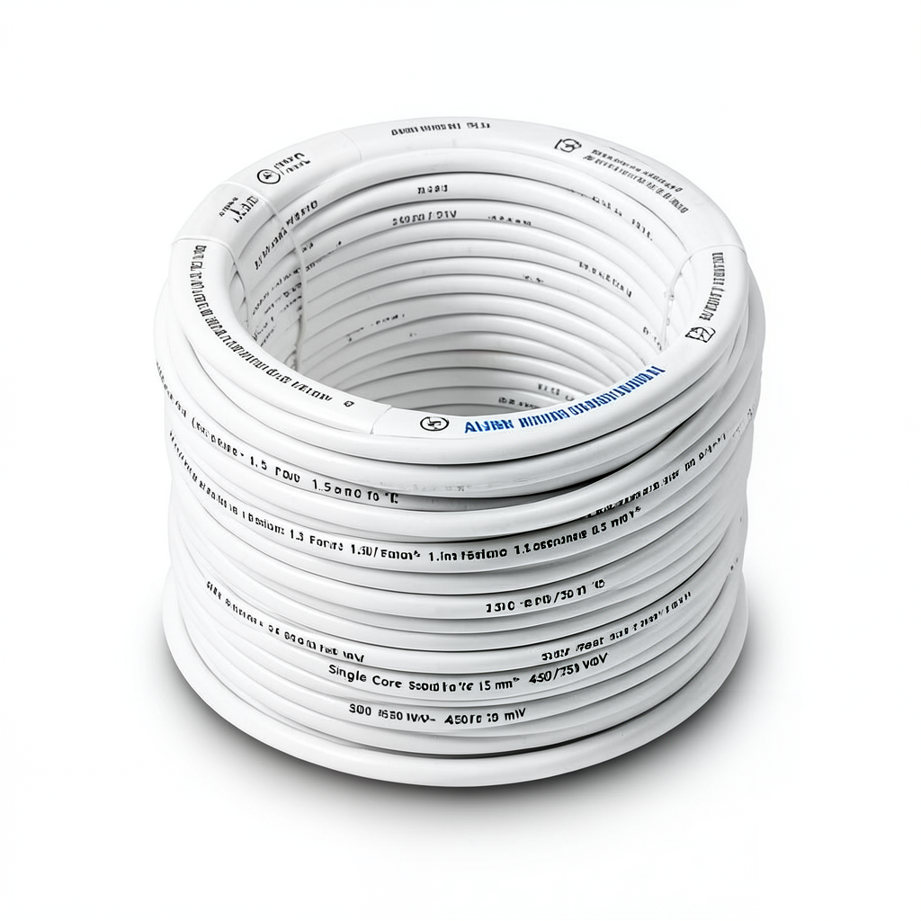 Single Core Solid Copper Cable PVC 70 ºC Insulation 1.5 mm² 450/750 Volt 300 Feet White | Al Fanar