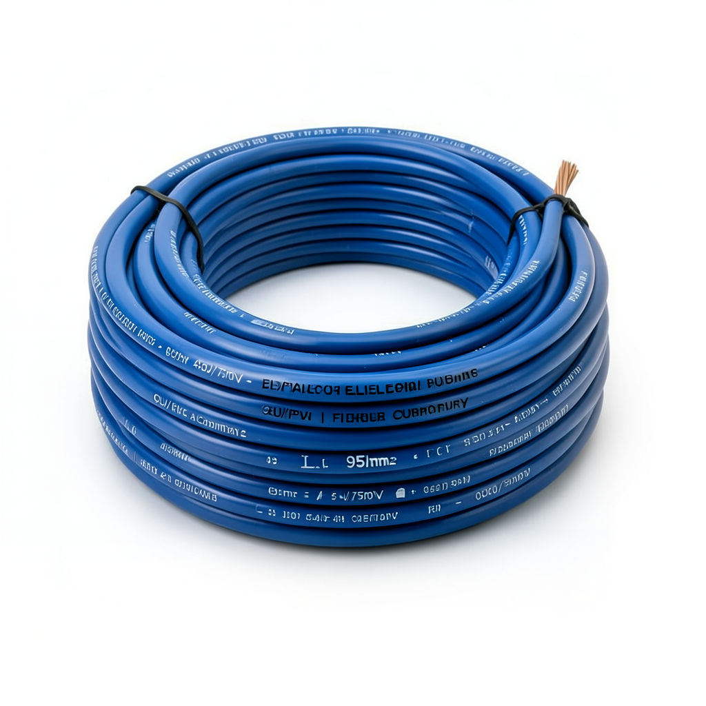 سلك نحاس شعر CU/PVC مقاس 95mm2، 450/750 فولت، أزرق | شركة كابلات جدة