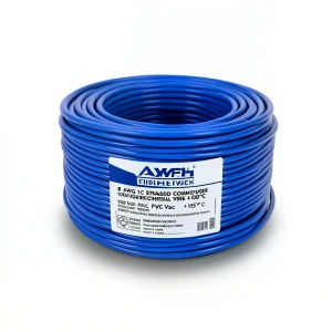 8 AWG 1C Stranded Copper Electrical Wire 1000 Vac, PVC Insulated +105°C Blue, 500ft | Asharqiyah Cables Company for Industry