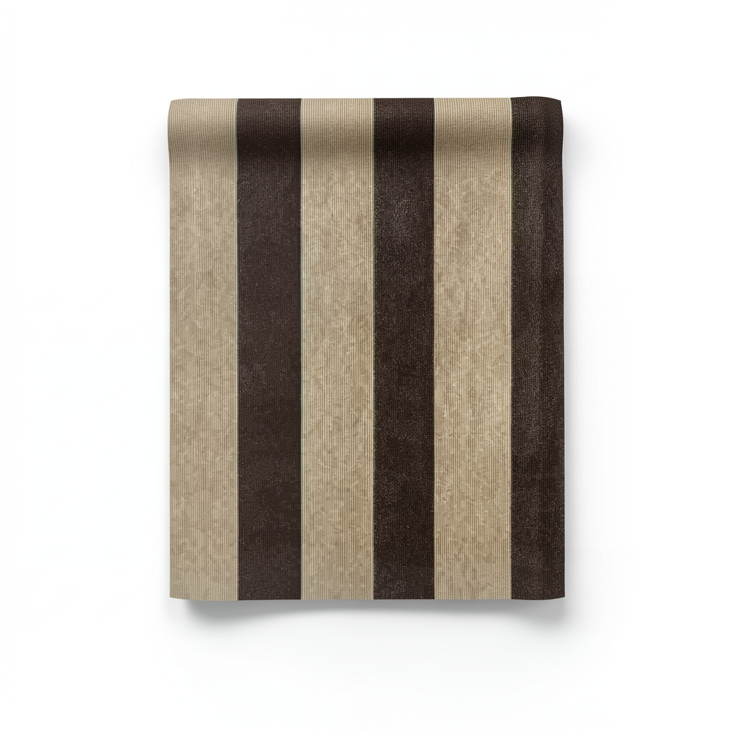 Striped Wall Covering Brown with Beige, 10m Length x 1.06m Width