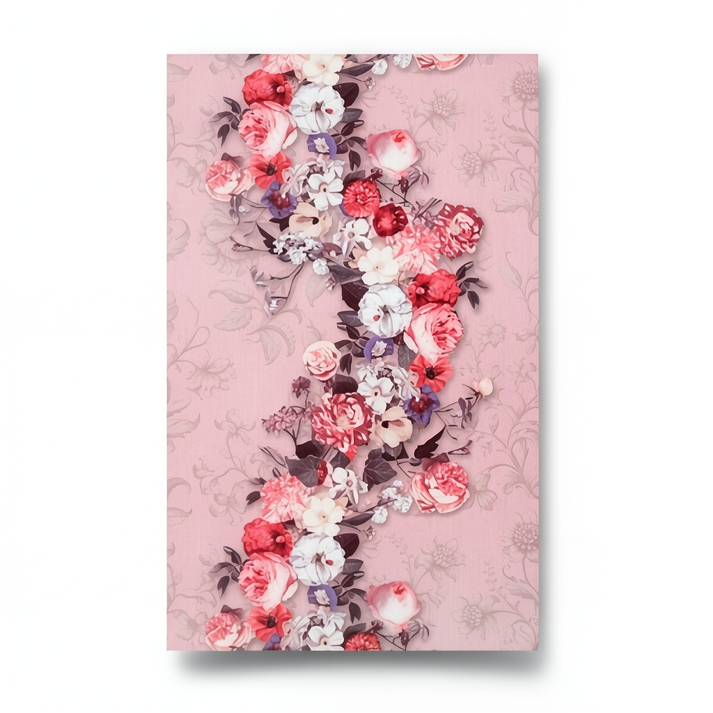 Floral Wallpaper Pink Color 10m x 0.53m, Model 17792
