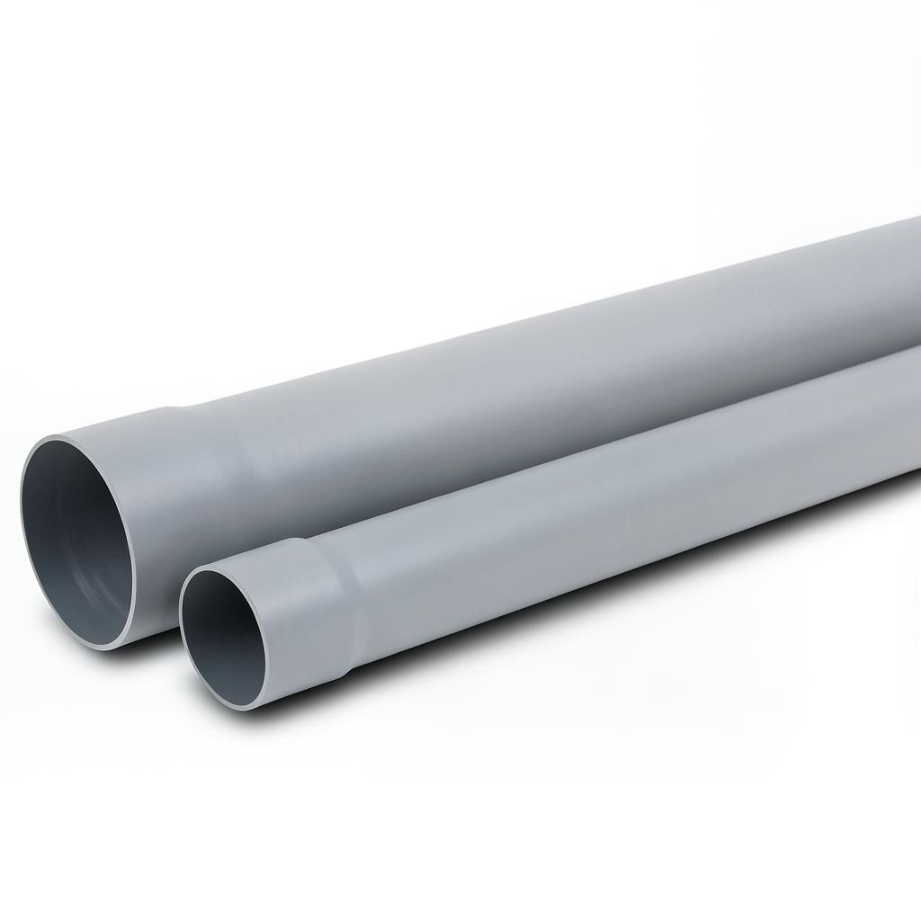 مواسير UPVC ضغط 200 psi مقاس 8 إنش سماكة 11.66 مم لون رمادي
