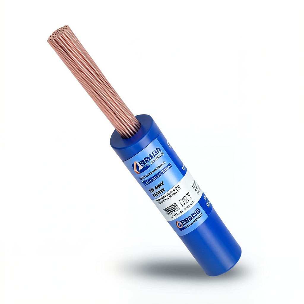 لفة سلك كهرباء مفرد 1/0 AWG نحاس مجدول 1000 فولت معزول PVC +105°C أزرق طول 500 قدم | شركة كابلات الشرقية للصناعة