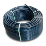 HDPE Plastic Coil Pipe Nominal Pressure 3.2 Bar PE 100 OD 63 mm SDR 41 Black with Blue Stripes