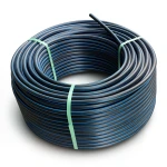HDPE Plastic Coil Pipe Nominal Pressure 3.2 Bar PE 100 OD 75 mm SDR 41 Black with Blue Stripes