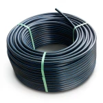 HDPE Plastic Coil Pipe PN 3.2 Bar PE 100, 125 mm Diameter, SDR 41 Black with Blue Stripes