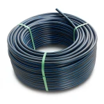 HDPE Plastic Coil Pipe Nominal Pressure 3.2 Bar PE 100 OD 140 mm SDR 41 Black with Blue Stripes