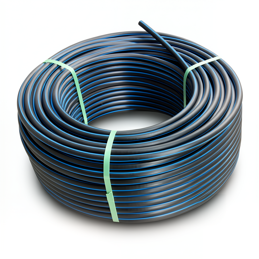 HDPE Plastic Coil Pipe Nominal Pressure 3.2 Bar PE 100 OD 160 mm SDR 41 Black with Blue Stripes
