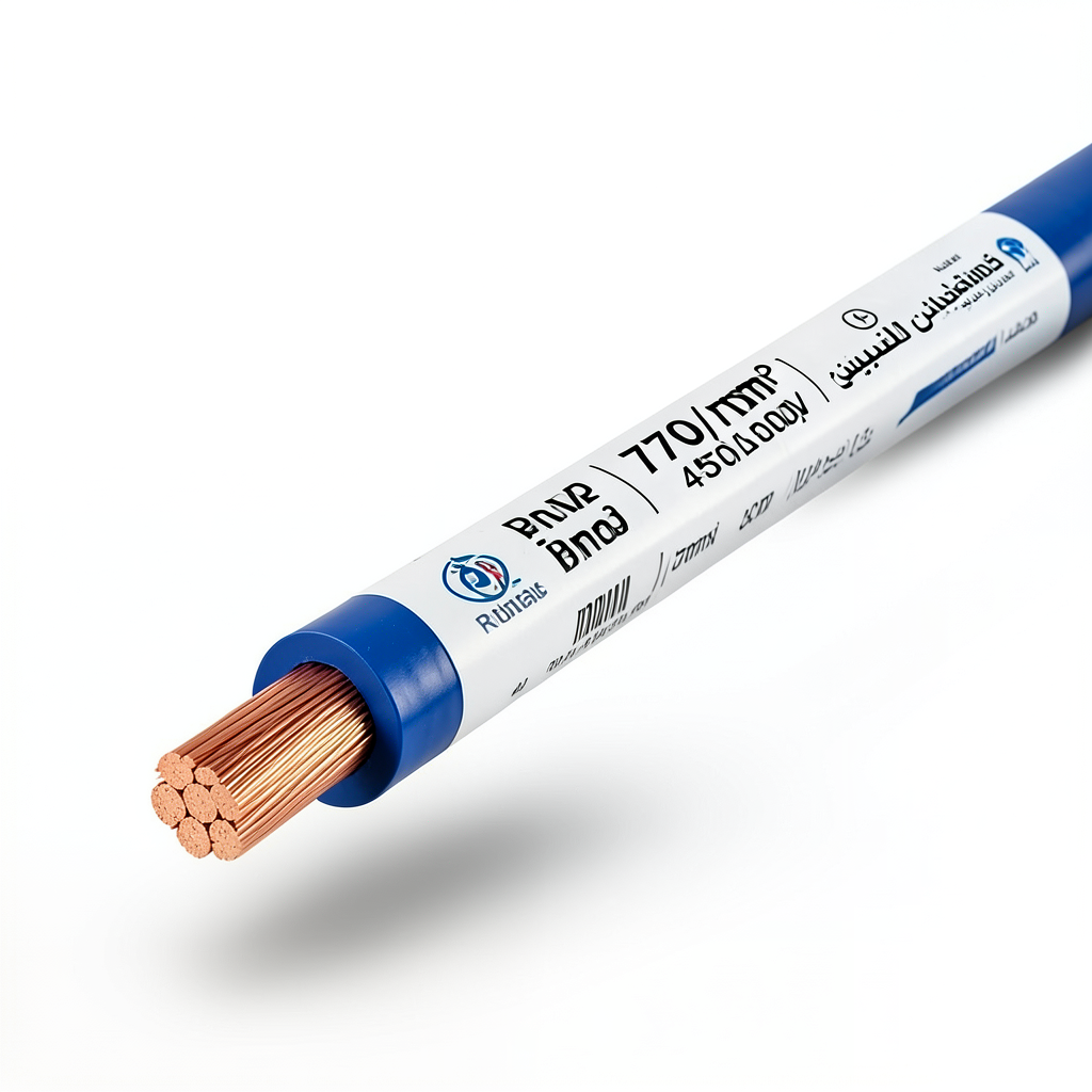 سلك مفرد نحاس مجدول عزل PVC، مساحة مقطع 70 ملم2، 450/750 فولت، أزرق | مجموعة كابلات الرياض
