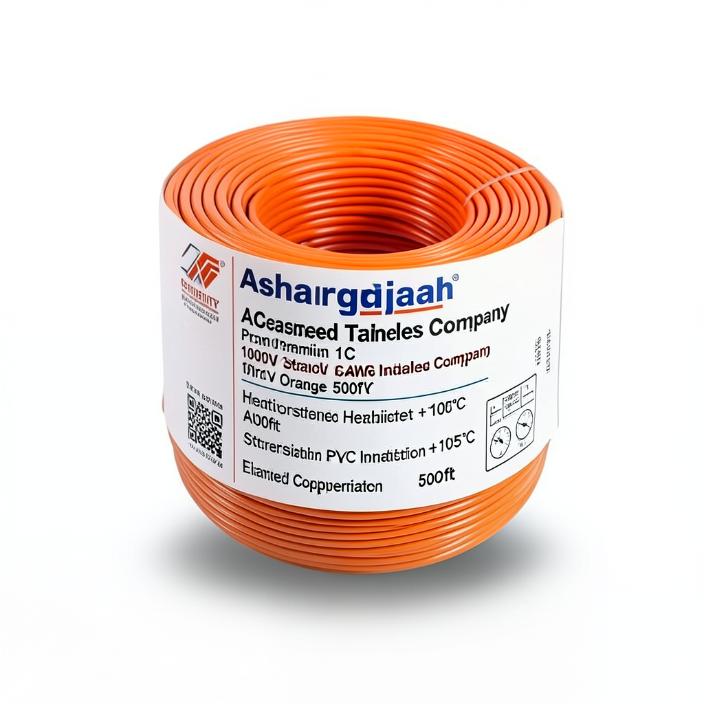 سلك مفرد نحاس مجدول 8 AWG مطلي قصدير 1000 فولت عزل PVC +105°C برتقالي طول 500 قدم | شركة كابلات الشرقية للصناعة