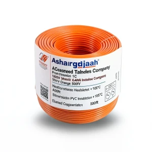 سلك مفرد نحاس مجدول 8 AWG مطلي قصدير 1000 فولت عزل PVC +105°C برتقالي طول 500 قدم | شركة كابلات الشرقية للصناعة