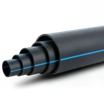 HDPE Polyethylene Pipe Nominal Pressure 15.6 Bar PE 100 560 mm SDR 9 Black with Blue Stripes