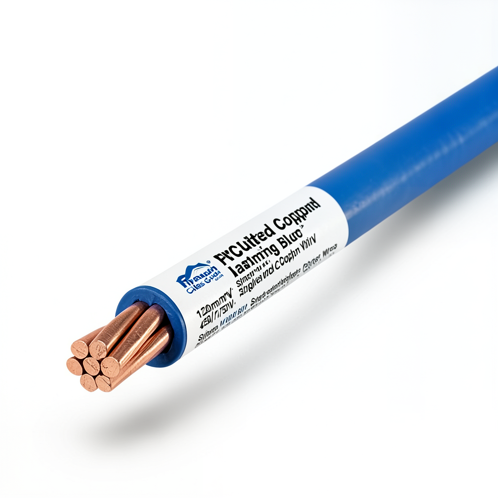 سلك مفرد نحاس مجدول معزول PVC مساحة 120 مل، 450/750 فولت، أزرق | مجموعة كابلات الرياض
