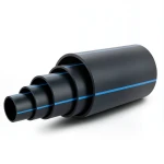 HDPE Polyethylene Pipe Nominal Pressure 19.2 Bar PE100 OD 400 mm SDR 7.4 Black with Blue Stripes