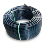 HDPE Plastic Coil Pipe PN 3.2 Bar PE 100, 125 mm Diameter, SDR 41 Black with Blue Stripes