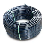 HDPE Plastic Coil Pipe Nominal Pressure 3.2 Bar PE 100 OD 140 mm SDR 41 Black with Blue Stripes