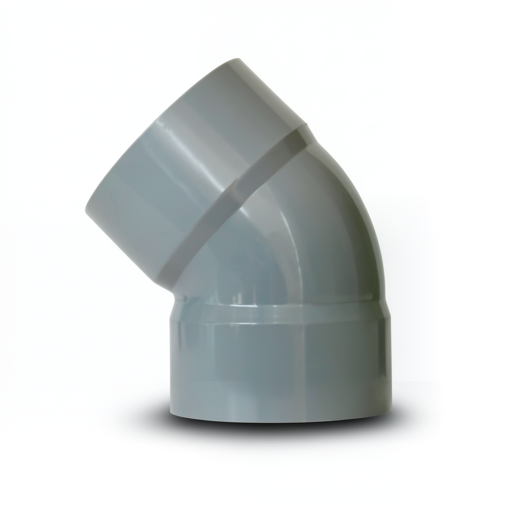 كوع UPVC زاوية °45 غير مضغوط مقاس 160 مم رمادي اللون