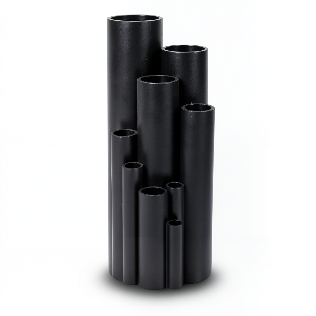 مواسير بلاستيك HDPE ضغط 16 بار PE 80 مقاس 50 ملم سمك 5.6 ملم لون اسود