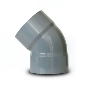 كوع بلاستيك UPVC زاوية 45° غير مضغوط مقاس 90 مم لون رمادي