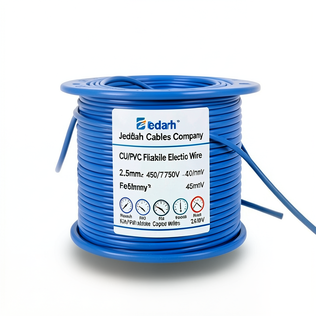 CU/PVC Flexible Electric Wire 2.5mm2 450/750V Blue | Jeddah Cables Company