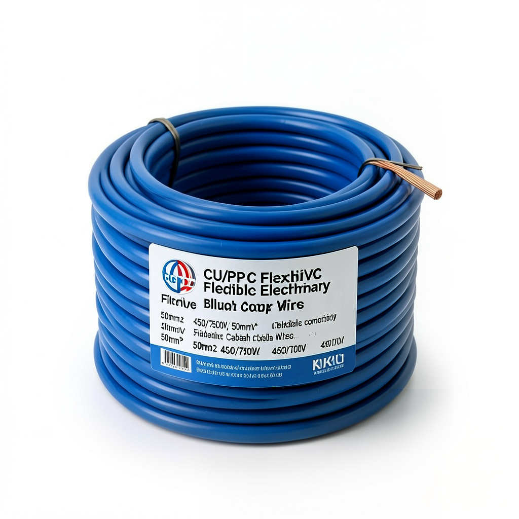 CU/PVC Flexible Electrical Wire 50mm2, 450/750V, Blue | Jeddah Cables Company