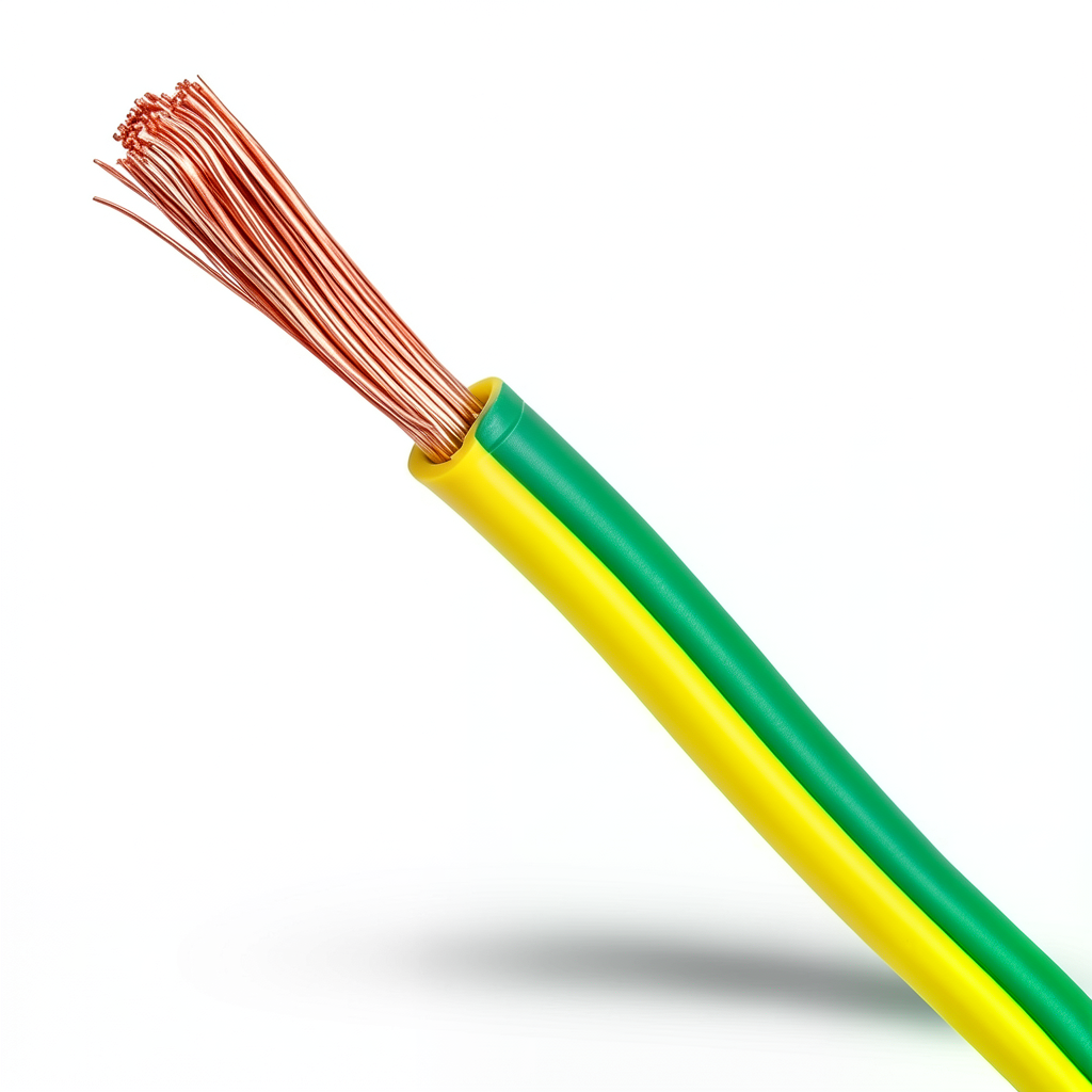 Flexible Copper Earth Wire CU/PVC 4 sq mm, 450/750V, Green/Yellow