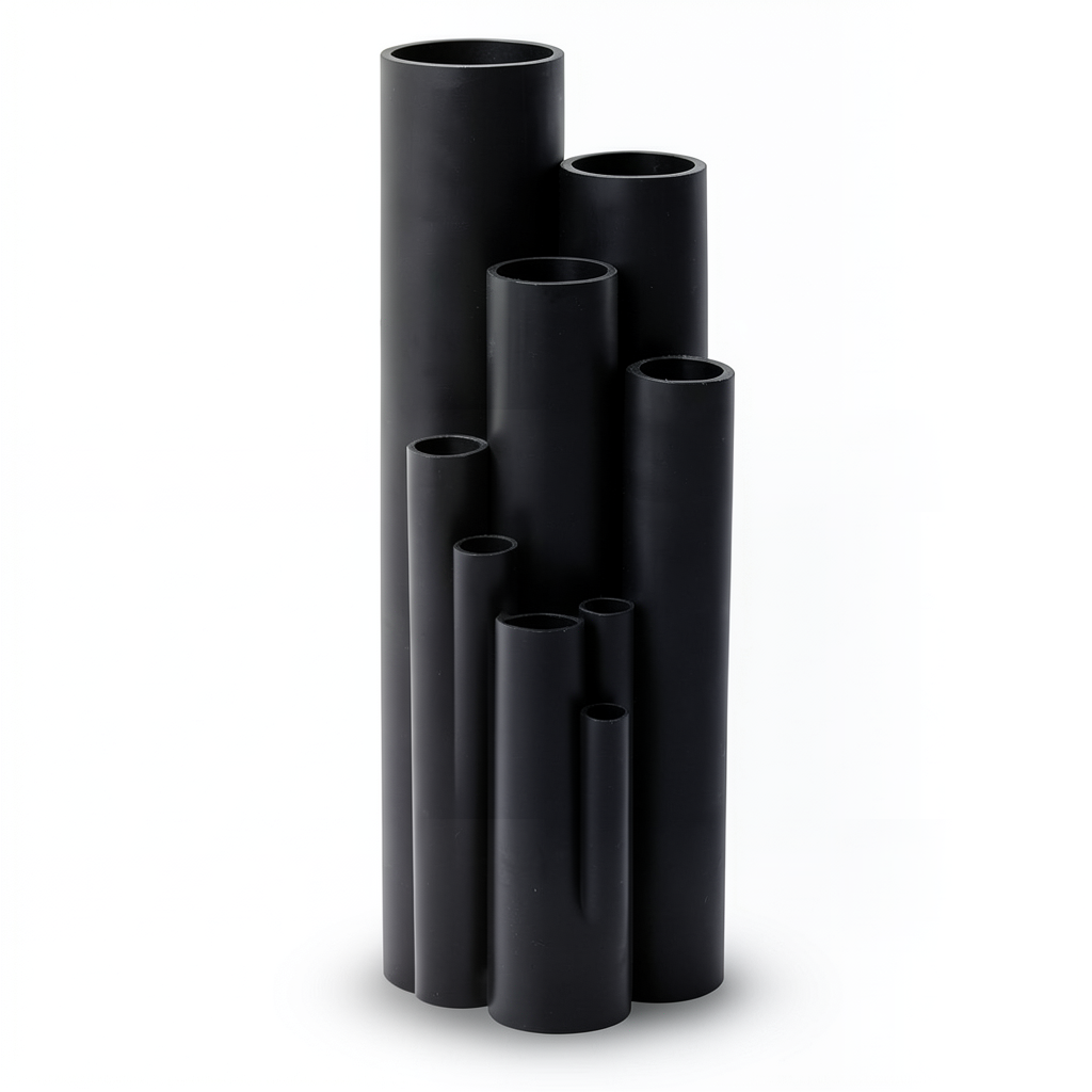 أنابيب بلاستيك HDPE ضغط 6.3 بار PE 100 مقاس 450 مم سمك 17.2 مم لون أسود